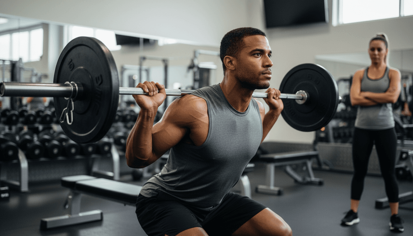 Alex Personal trainer demonstrating Olympic weightlifting technique in Los Angeles gym