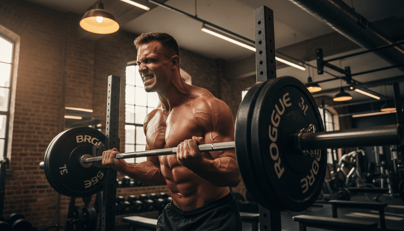 Professional trainer demonstrating proper Olympic weightlifting form in a dedicated training facility